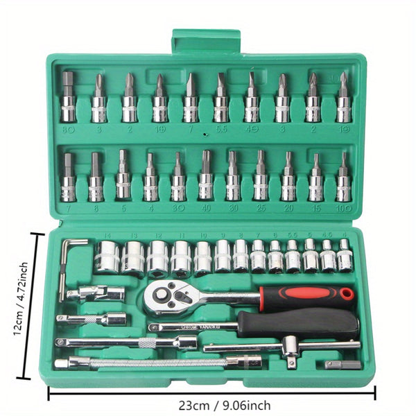 Conjunto de Soquetes Profissional 46 Peças - Chave 1/4 Polegada