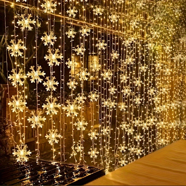 Cordão de Luzes de Fadas de LED - Decoração Romântica de Cortina de Natal