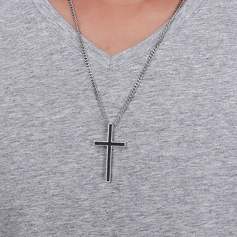 Colar Crucifixo Masculino Minimalista em Aço