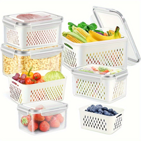 Conjunto de 6 Recipientes de Armazenamento de Alimentos de Plástico sem BPA com Tampas - Caixas de Armazenamento Transparentes