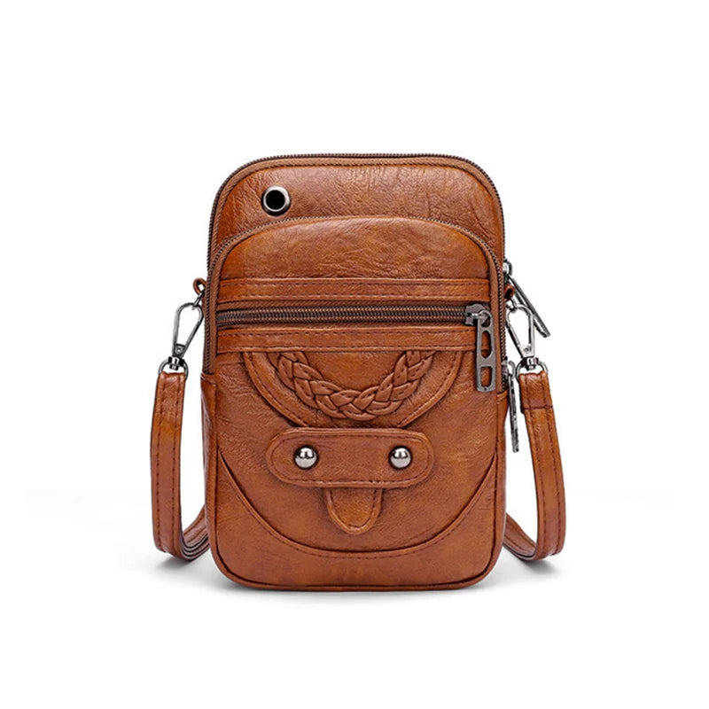 Bolsa de Couro Feminina Pequena Crossbody