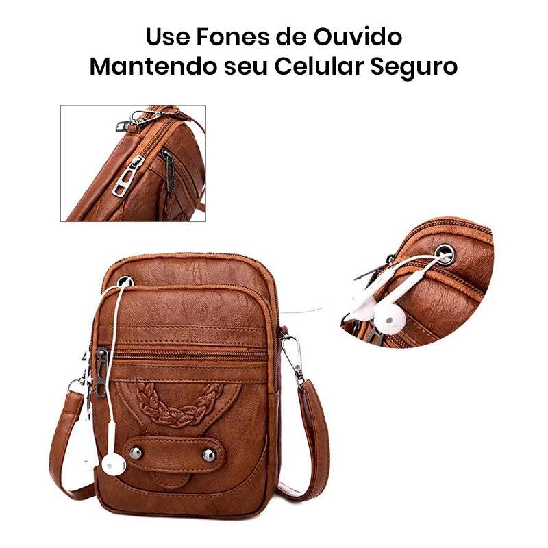 Bolsa de Couro Feminina Pequena Crossbody