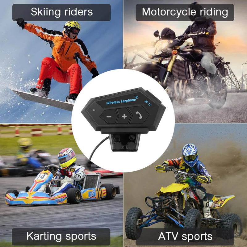 BT12 Capacete de motocicleta fone de ouvido Bluetooth estéreo Microfone mãos livres sem fio Leitor de música para motociclista