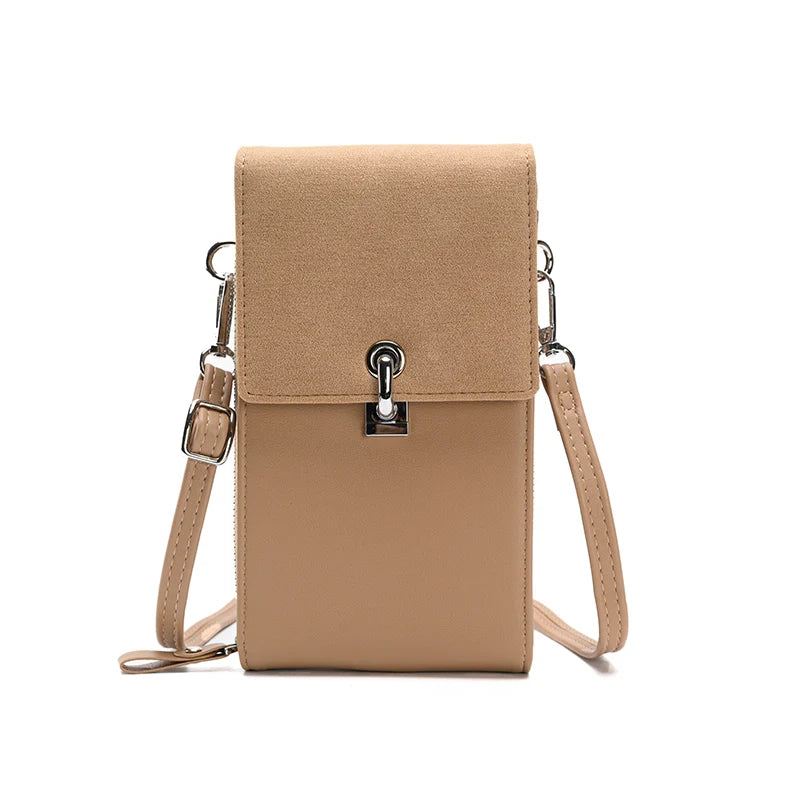 Bolsa Feminina de Couro Crossbody com Porta Celular