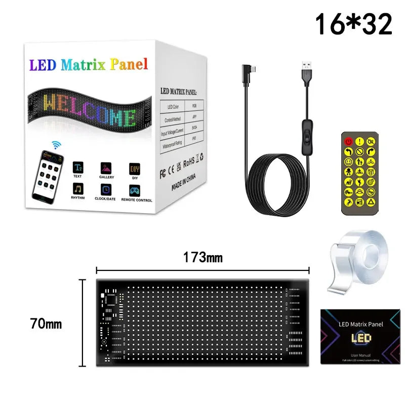 Painel LED RGB Flexível para Carro Caminhão – Texto Programável via Bluetooth App