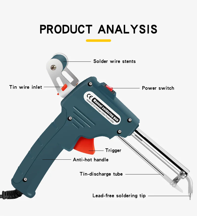 Pistola de solda automática 110v/220v 60w eua/ue plug aquecimento interno portátil enviar automaticamente ferramentas de reparo de soldagem de pistola de estanho