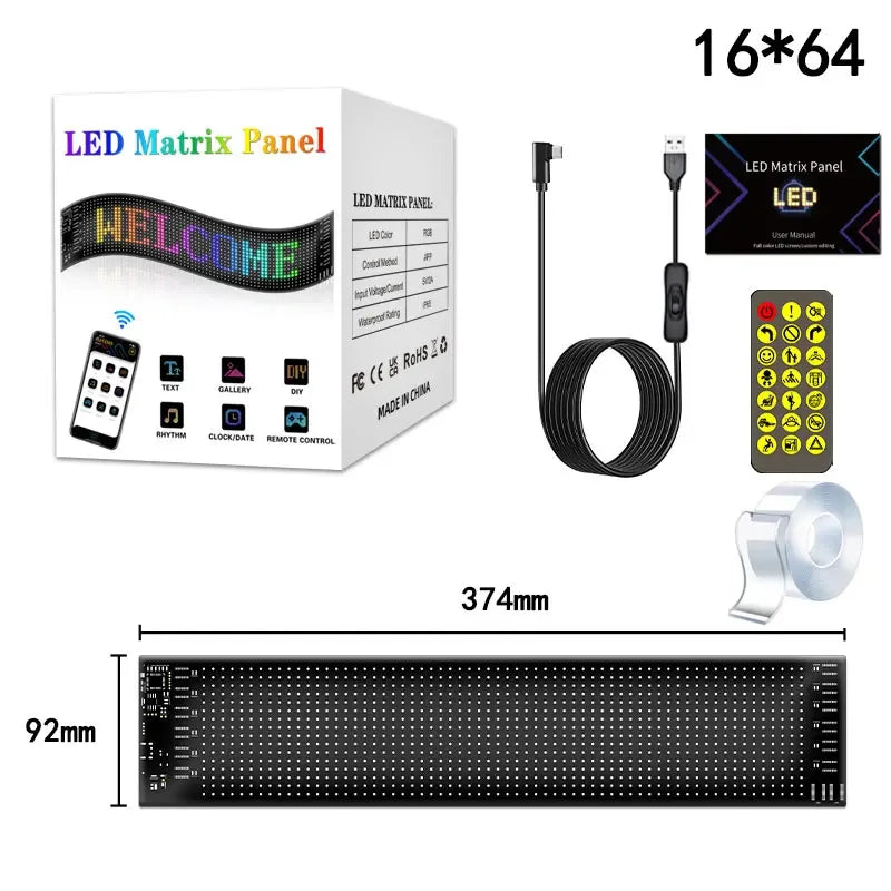 Painel LED RGB Flexível para Carro Caminhão – Texto Programável via Bluetooth App