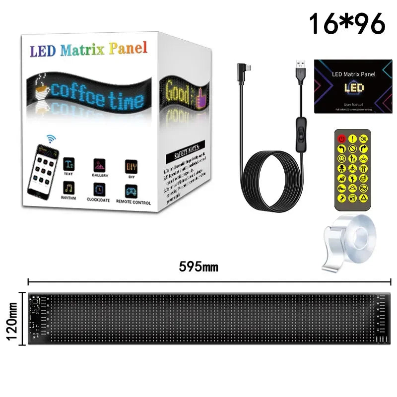 Painel LED RGB Flexível para Carro Caminhão – Texto Programável via Bluetooth App