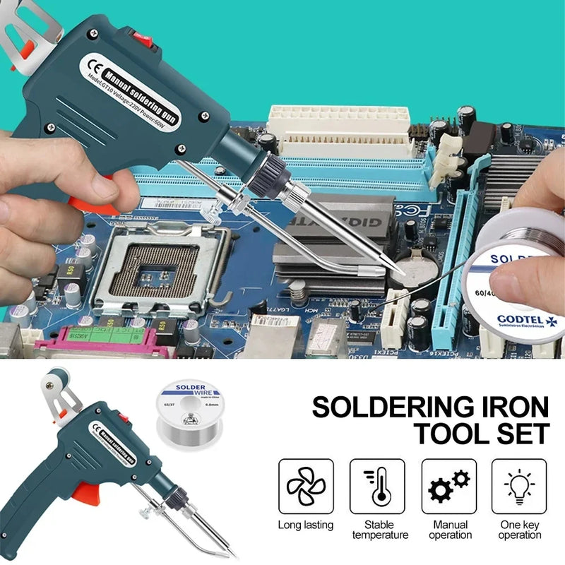Pistola de solda automática 110v/220v 60w eua/ue plug aquecimento interno portátil enviar automaticamente ferramentas de reparo de soldagem de pistola de estanho