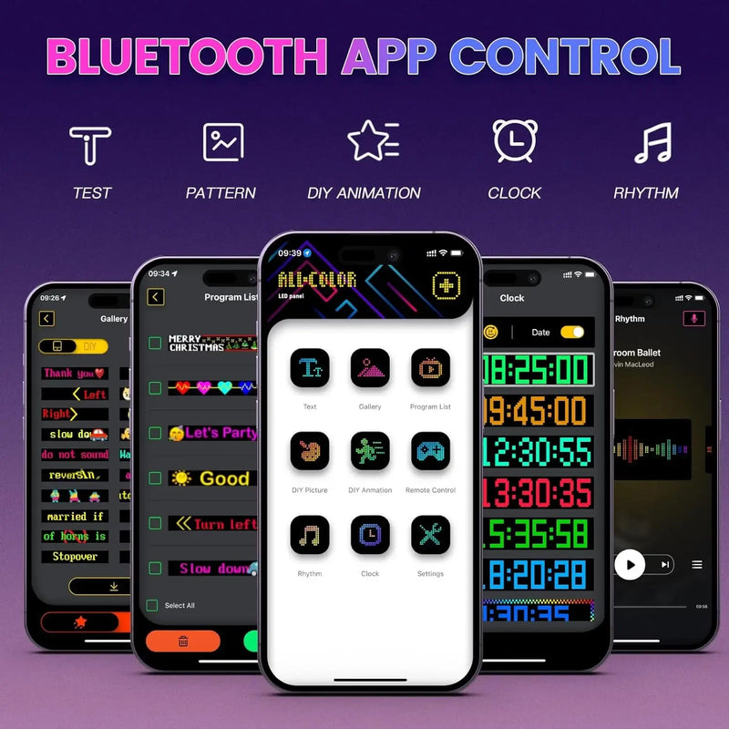 Painel LED RGB Flexível para Carro Caminhão – Texto Programável via Bluetooth App