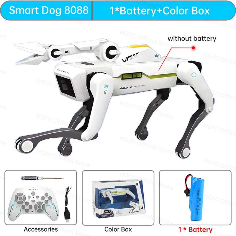 Teeggi Electric RC Intelligent Robot Dog Multifunction RC Mechanical Dog with turret Educational Toy Bionic Smart Robot Toy Gift