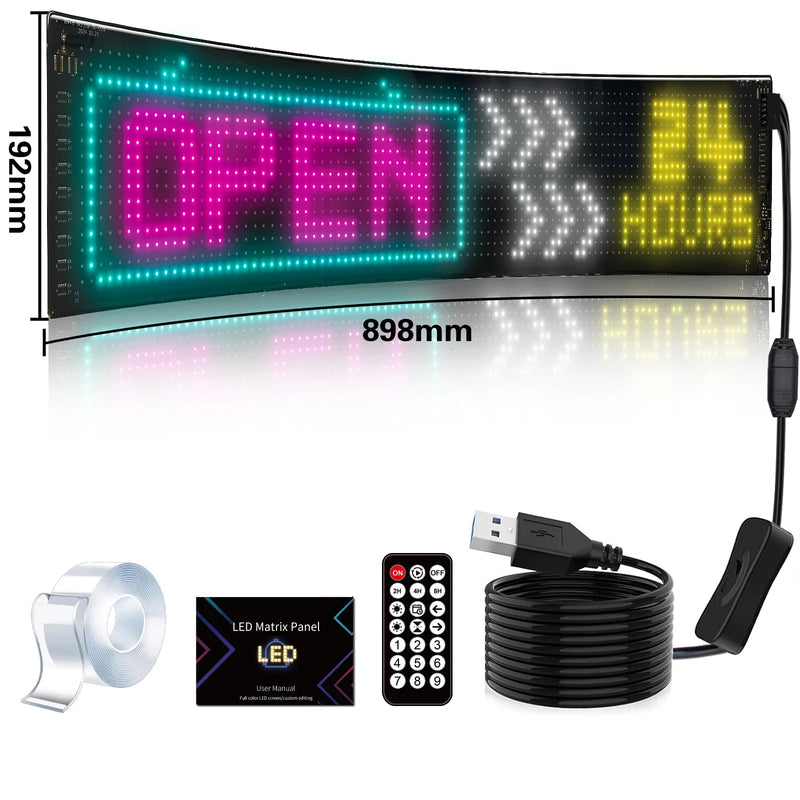 Painel LED RGB Flexível para Carro Caminhão – Texto Programável via Bluetooth App