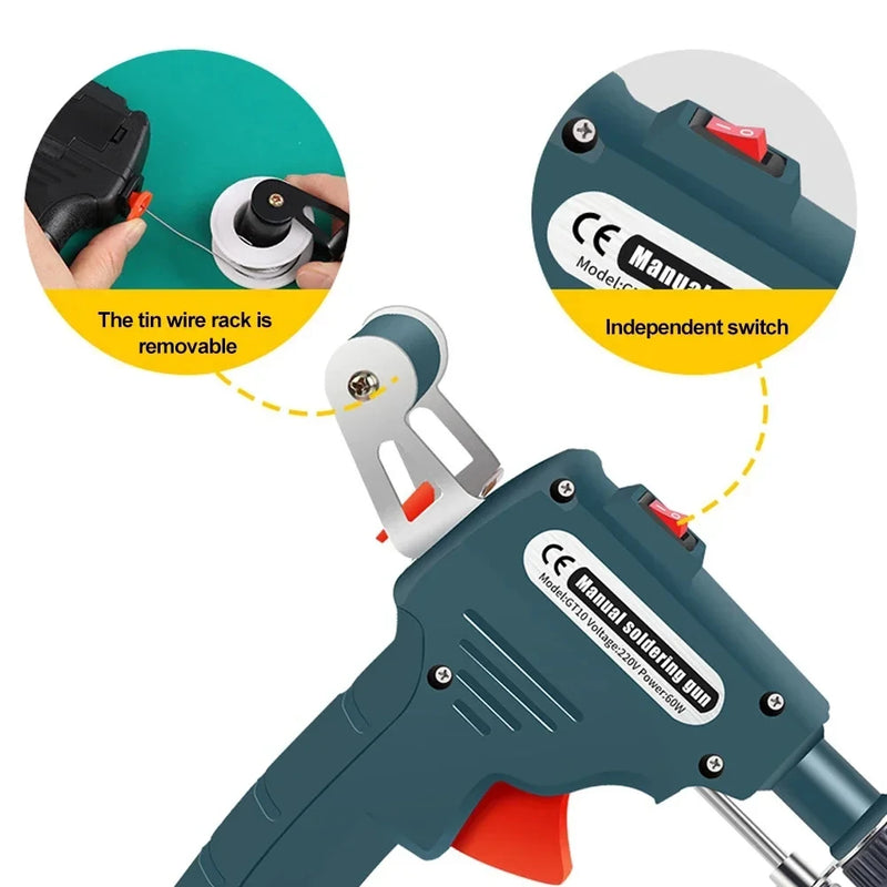 Pistola de solda automática 110v/220v 60w eua/ue plug aquecimento interno portátil enviar automaticamente ferramentas de reparo de soldagem de pistola de estanho