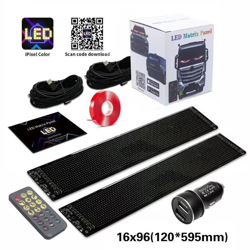 Painel LED RGB Flexível para Carro Caminhão – Texto Programável via Bluetooth App