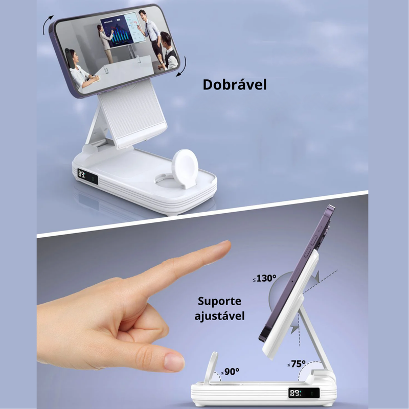 Carregador Apple Dobrável Sem Fio 3 em 1